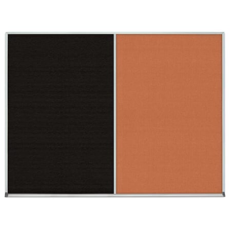 United Visual Products Double Door Radius Corkboard, 48"x36", Bla UV7003RC-BLACK-CORK